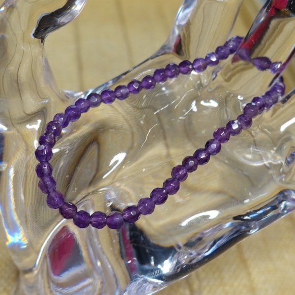 (NWT) Genuine Faceted & Smooth Amethyst (3) Bracelet Stack/Set - Picture 9 of 11